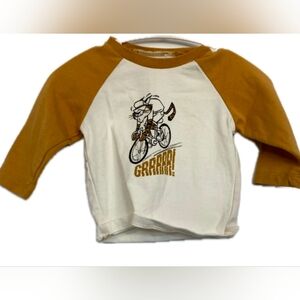 🟥3/15$ Tag Kids Raglan Sleeve Cycling Graphic Shirt - White and Brown